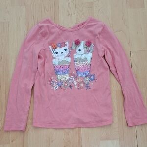 Tommy Bahama Girls Pink Long Sleeve Sequin Pet Cup Top Size 5